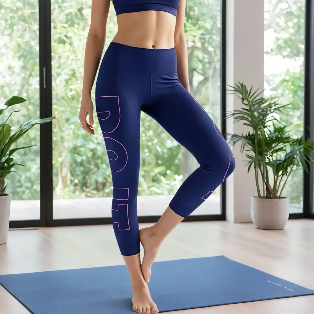 Nike Women's  Navy/Pink Just Do It Crop Leggings L Large AH6756-429